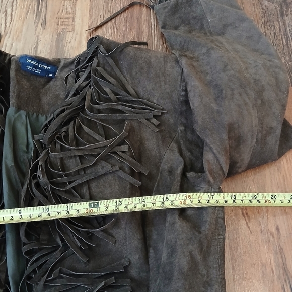 Boston Proper Western Women's Leather Jacket Size 10 Brown Fringe Rustic - Picture 7 of 8